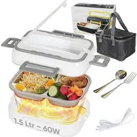 MOPUEA Elektrische Lunchbox 4 in 1 für Zuhause und Auto, 1,2 L, schnelles Erhitzen von Speisen, (4-in-1 elektrische Lunchbox für Auto, Büro, LKW, vielseitig einsetzbar, 1.5L, 75-W-Heizsystem, schnelles Erhitzen, leise, zirkulierende Wärme), Auslaufsi