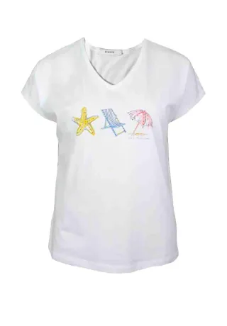Bianca - T-Shirt mit V-Ausschnitt weiß - Gr. - 42