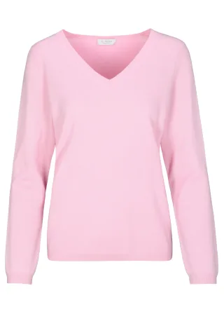 CLARINA - NOS V-Pullover, 1/1 Arm, uni 410 rose - Gr. - 46