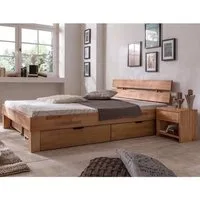 Meble Stolrus Schlafzimmer-Set Bettkasten Schubladen Kernbuche massiv geölt 2er oder 4er Set Judith, Front kernbuche massiv