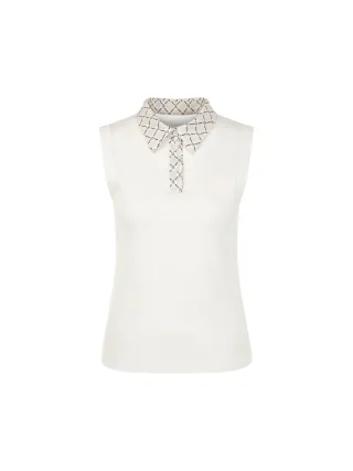 Marc Cain Sports - Ripp-Top mit Chain-Logo-Print off-white - Gr. - 44