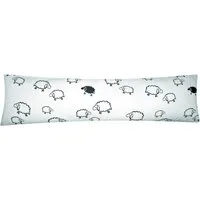 Heubergshop Seitenschläferkissenbezug, (1 Stück), 40x145cm Schafe Lämmer in Weiß und Schwarz 100% Baumwolle (99-2-B)