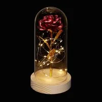 Kunstblume Ewige Rose im Glas, relaxdays, Höhe 22 cm