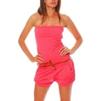 malito more than fashion Kurzoverall malito Damen Einteiler kurz in Unifarben, Overall mit Gürtel, schick mit Gürtel Einheitsgröße