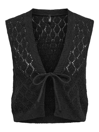 ONLY - ONLCHILI S/L STRING VEST KNT NOOS black - Gr. - L