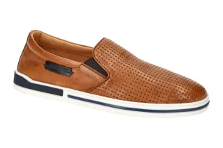 Galizio Torresi 440810A Herrensportslipper Braun - Cognac Glattleder mit Gumm...
