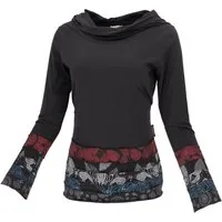 Guru-Shop Longsleeve Kapuzenshirt, Boho Patchwork Shirt mit.. alternative Bekleidung