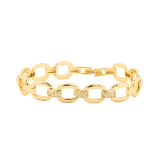 Luxenter Armband mit funkelnden Zirkonia-Steinen, 18 Karat Gelbgold-Finish – Insio