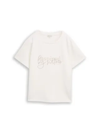 Tom Tailor - Loose Fit Scuba T-Shirt mit Print off white 3 - Gr. - M