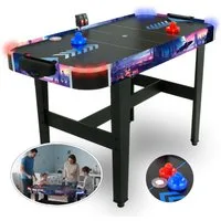 FASports Air-Hockeytisch LED Airhockeytisch für Kinder ab 8 Jahre inkl. leuchtende Pusher/Pucks, (LED Airhockey Tisch Skyline Arena), Sporttisch, Spieltisch für Jugendliche mit LED-Beleuchtung