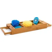 relaxdays Badewannenablage Bambus ausziehbar