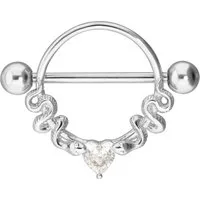 PIERCINGLINE Brustwarzenpiercing Chirurgenstahl Nippelpiercing KRISTALLHERZ + 2 SCHLANGEN (Barbells, 1-tlg), Brust-, Nippel-Piercing, Chirurgenstahl