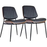 SeedWave Esszimmerstuhl 2er Set Küchenstuhl PU-Leder Polsterstuhl mit Metallbeinen, Geschwungene Rückenlehne und Sitzfläche, Verstellbare Pads