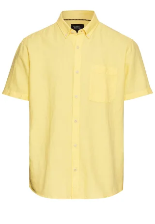 camel active - Kurzarmhemd aus einem Baumwoll-Leinenmix dusty citron - Gr. - L