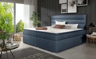 Boxspringbett Schlafzimmerbett FESTO 180x200cm Stoff Sawana Dunkelblau