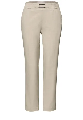 Street One - Mid Waist Slim Leg Hose mit Schnalle cobble stone - Gr. - 28
