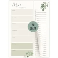 Things of Happiness Notizblock Menüplaner mit Einkaufsliste, Essensplan, Notizblock für Mahlzeiten, DIN A5 mit 50 Blatt