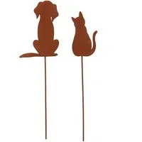 UNUS GARDEN Gartenstecker Roststecker 2er Set Hund Katze Deko Garten und Beet (2-St)