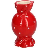 INNA-Glas Dekovase Bauchige Vase für einzelne Blume Amiel aus Keramik, mit Punkten, ro