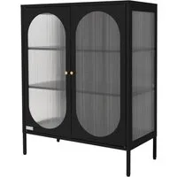 ML-DESIGN Vitrine Buffet Küchenschrank Vitrinenschrank Stahl Standvitrine mit Stauraum Wohnzimmer Standschrank Metall Aktenschrank Bücherschrank Hochschrank