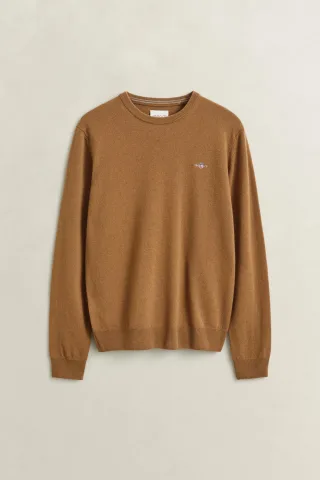 GANT - Rundhalspullover aus Lambswool caramel brown - Gr. - L
