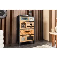 riess-ambiente Kommode SECRETS 95cm natur/braun/schwarz - Metall, Pinienholz, Kommode, massiv (Einzelartikel, 1 St), Industrial Schubladenschrank- ideal für moderne Wohn- und Schlafzimmer