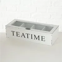 BOLTZE GRUPPE GmbH Dekokiste Teebox Teeaufbewahrung f. Teebeutel Tee-Holzbox Landhausstil Shabby Lo