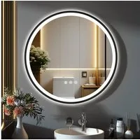 GIMBELEN Badspiegel LED-Badezimmer-Spiegel, dimmbar, Runder LED-Badspiegel 50cm, Touch, 3 Lichtfarben 3000K/4000K/6500K
