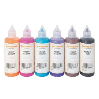 buttinette Fenstermalfarben "Trend", 6x 80 ml