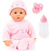 Bayer Babypuppe First Words Baby, 38 cm rosa (3-tlg), mit Schlafaugen und Babygeräuschen
