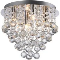 JUST LIGHT LED Deckenleuchte Deckenlampe Kulunka, 4xG9 Leuchtmittel wechselbar, G9 LED, Kristall Prismen Chrom, dekorativ Lichteffekt 4xG9