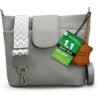 Adel Bags Schultertasche SARA Umhängetasche für Damen, Schultertasche aus Echtleder (Test SEHR GUT, Note 1.1), 20 Farboptionen, Hergestellt in Italien, mit 2 Riemen