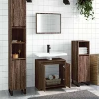 vidaXL Badmöbel-Set, 2-tlg. Badmöbel-Set Braun Eichen-Optik Holzwerkstoff