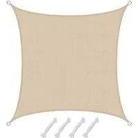 AMANKA Sonnensegel mit UV Schutz - 2 x 2 m Winddurchlässig für Garten, Terrasse & Balkon, Wasserdurchlässiges HDPE Sonnenschutzsegel - Überdachung Quadratisch