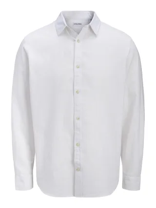 JACK&JONES - JJESUMMER LINEN BLEND SHIRT L/S SN White - Gr. - XXL