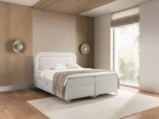 Boxspringbett Schlafzimmerbett WILLOW 180x200cm Stoff Puente Hellgrau