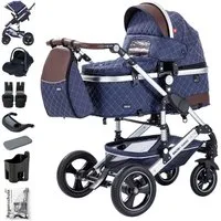 Daliya® Kombi-Kinderwagen BAMBIMO 3in1 Kinderwagen & Buggy mit Auto-Babyschale und Adapter, (XXL-Set inkl. Wickeltasche und Spieltisch, 15-tlg), Babyschale, Airless-Räder, Federung, weiche Matratze, Belüftungssystem