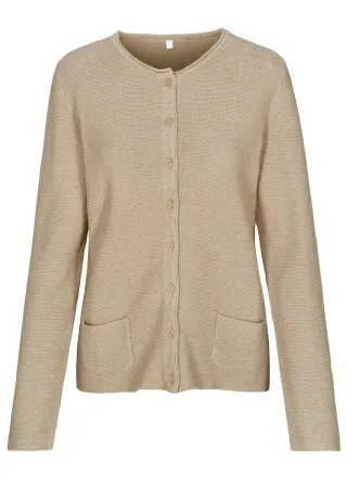 CLARINA - NOS Rdh-Cardigan, 1/1 Arm 202 sand mel. - Gr. - 46