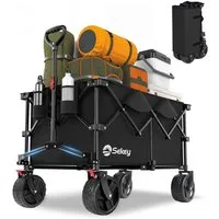 Sekey Bollerwagen Faltbarer Bollerwagen bis 200kg Handwagen Breite Reifen Alle Gelände, Ultrakompakte Faltgröße, mit einer Hand faltbar, 200L 200 KG belastbar