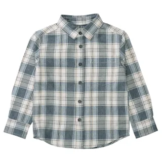 BASEFIELD - Kn.-Hemd washed blue check - Gr. - 110
