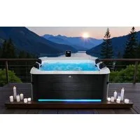mSpa Whirlpool Oslo XL - Ø 160 x 65 cm - ganzjährig Outdoor Pool - 6Pers. - UVC+, Stecksystem mit Einlageplane - Plug & Play, inkl. LED, UVC+, WiFi, App-Steuerung, 6 Personen