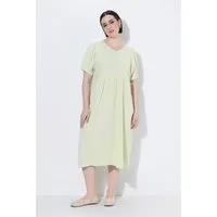 Ulla Popken Jerseykleid Musselin-Midikleid A-Linie V-Ausschnitt Halbarm