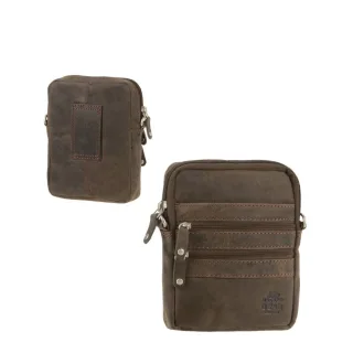 Gürteltasche Herren flach 2-in-1 15x16cm Leder antikbraun | Bear Design Hüfttasche. Ein robuster Organizer für Ihre Wertsachen auf Reisen.