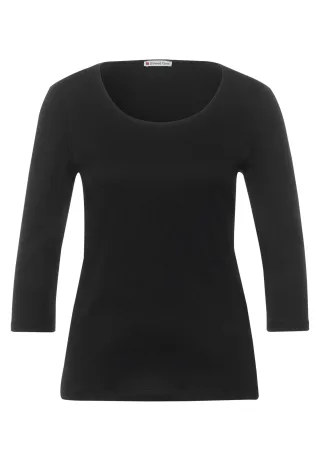 Street One - Basic T-Shirt mit 3/4 Arm black - Gr. - 38