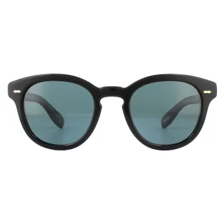 Oliver Peoples Runde Unisex Schwarz Blau Polarisierte Sonnenbrille