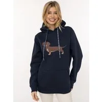 Zwillingsherz Hoodie "Dackel" Stickerei vorne, weiche Fleece Innenseite, bedruckte Kordel