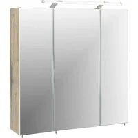 Schildmeyer Spiegelschrank Breite 70 cm, 3-türig, LED-Beleuchtung, Schalter-/Steckdosenbox