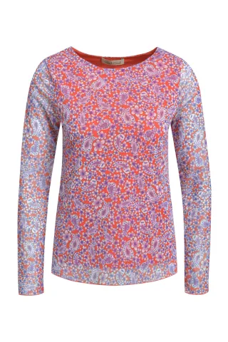 Smith&Soul - Fitted Mesh Longsleeve AOP mandarin red print - Gr. - L