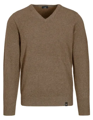 COMMANDER Finest Clothing - V-Pullover 1/1 Arm, uni taupe mel. - Gr. - XXL