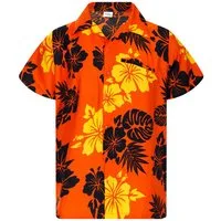 King Kameha Hawaiihemd "Mono Hibiscus" Funky Hawaii-Hemd Herren Kurzarm Front-Tasche Stylish